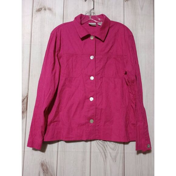 Chico's Shirt Ladies Large Chico's 2 Fuchsia Pink Light Weight‎ - Picture 1 of 8